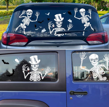 AMLOOPH Halloween Skeleton Window Stickers – 10 Reusable Sheets | Minja Superstore
