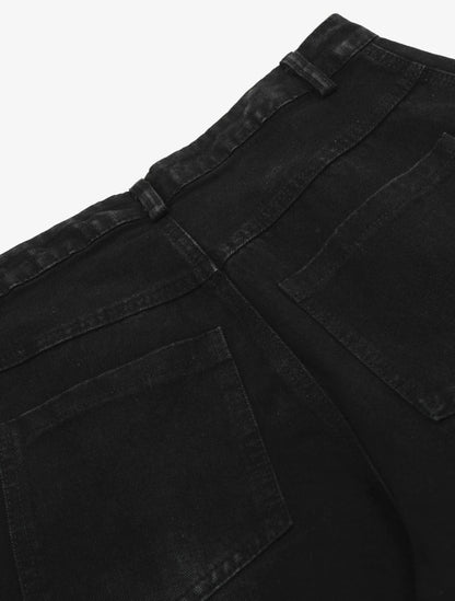 DENIM CONTRAST STRIPED STITCHING BARREL JEANS