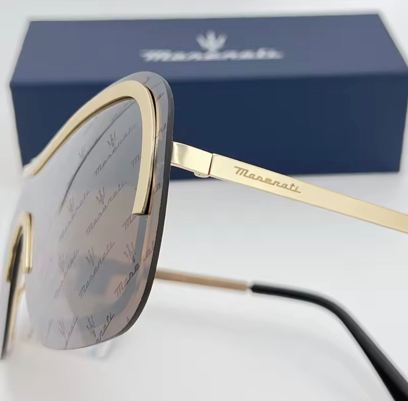 MASERATI Sunglasses New Fashion goggles Stylish Unframed Metal rimmed Shades for Men Women Cool Pose Trendy Design 10785