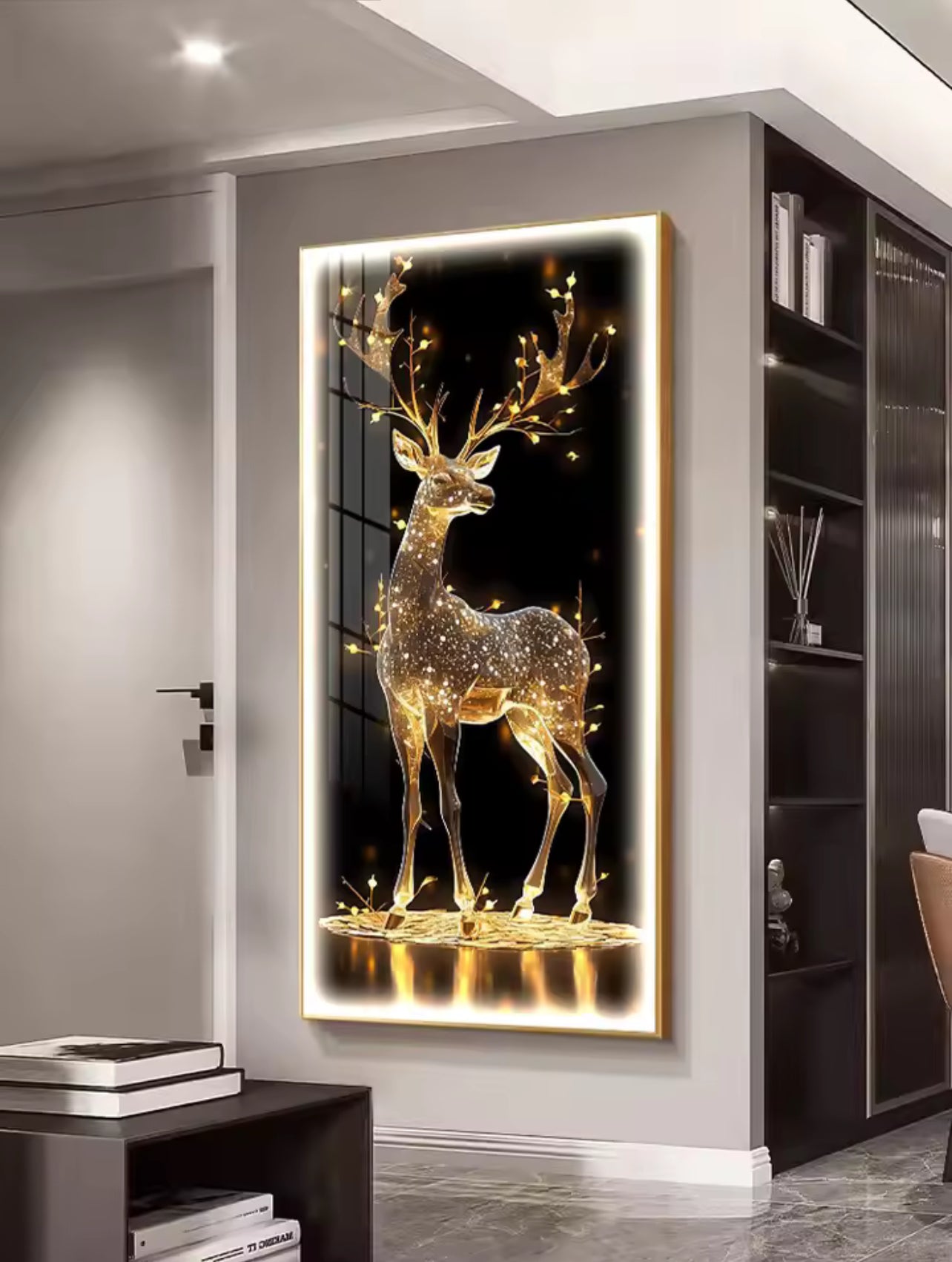 Deer LED Crystal Porcelain Wall Lamp – Artistic Wall Light for Interior Elegance