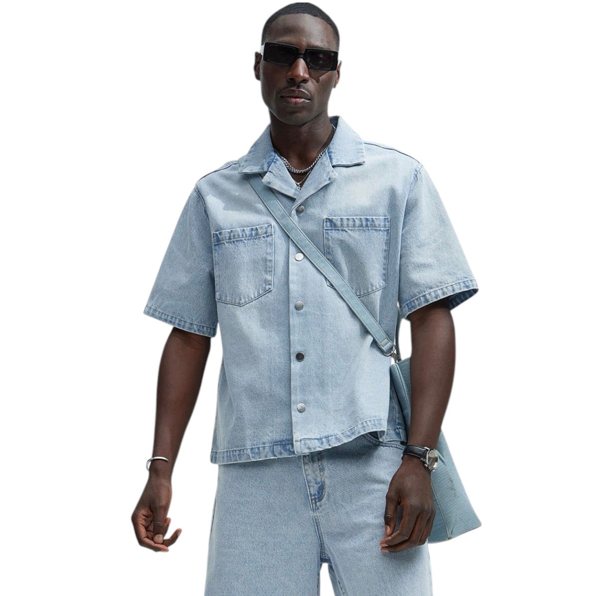 Colin True Denim Button Up Shirt Light Blue Wash