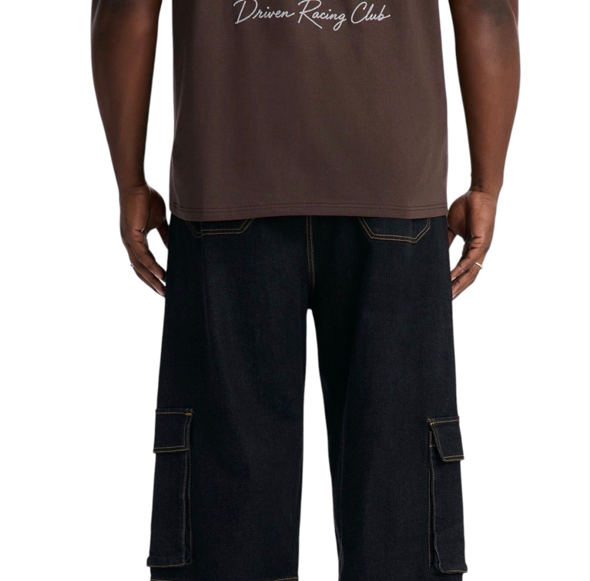 Raw Selvedge Barrel Cargo Jeans Black