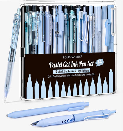Four Candies 14 Pack Gel Ink Pens 0.5mm Pastel Highlighters