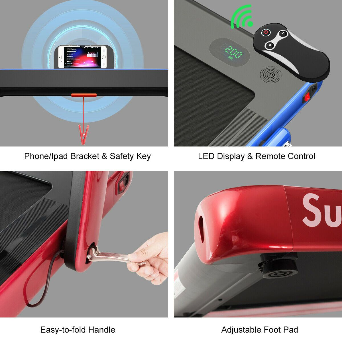 Folding Electric Treadmill with Bluetooth Connectivity (1-12 KPH)