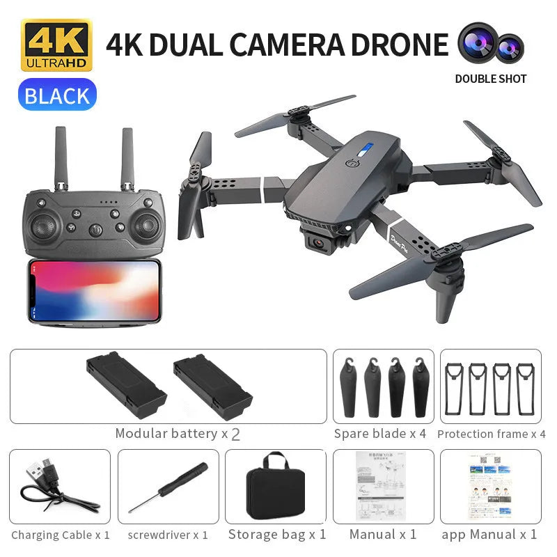 Professional E88 Drone: 4K UHD Camera, WiFi FPV, Altitude Hold & Portable Foldable Design for Aerial Excellence