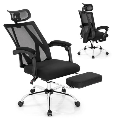 Ergonomic Mesh Office Chair with Adjustable Recline and Retractable Footrest