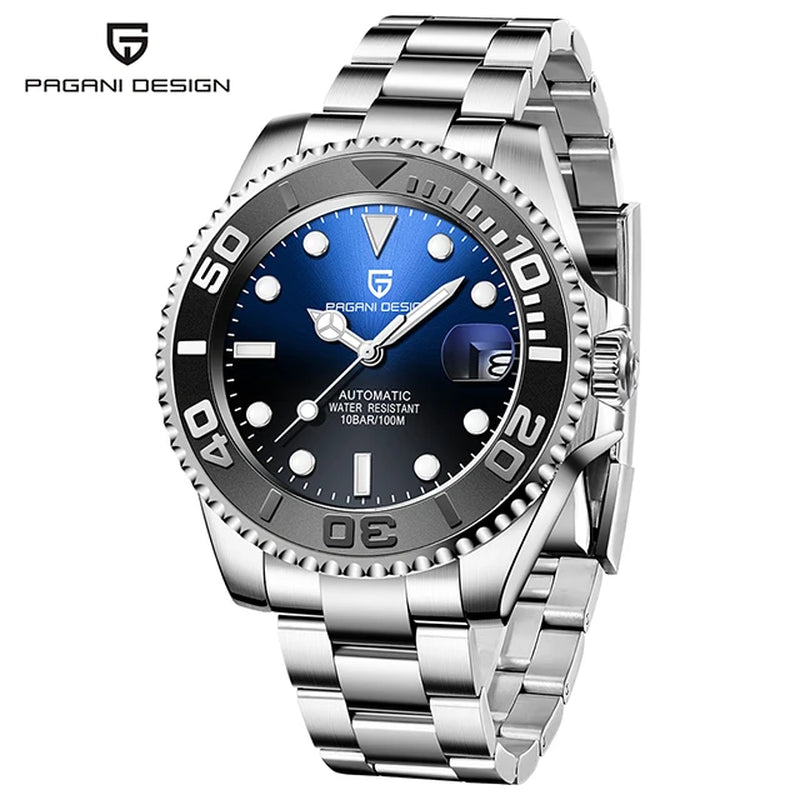 2023  New Luxury Men Mechanical Wristwatch Stainless Steel Sapphire Automatic Watch 100M Waterproof Clock