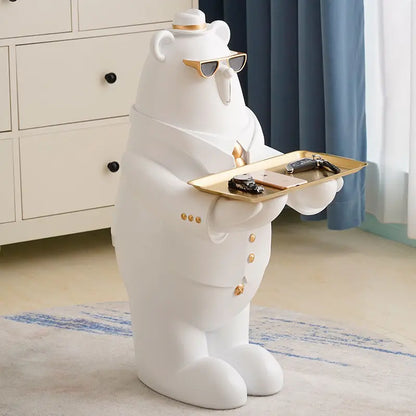 Modern Multi-Function Bear Statue Sculpture Living Room Decoration Large Storage Tray Crafts Ornaments Home Accessories Creative