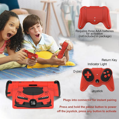 7 Inch Kids Tablets, Wifi Tablets for Kids, 8GB RAM, 32GB Rom,(Expandable 512GB), Toddler Tablet, Parental Control, Android 15, Sports Car Design, Toddler Tablet PC with Two Gamepad(Red).
