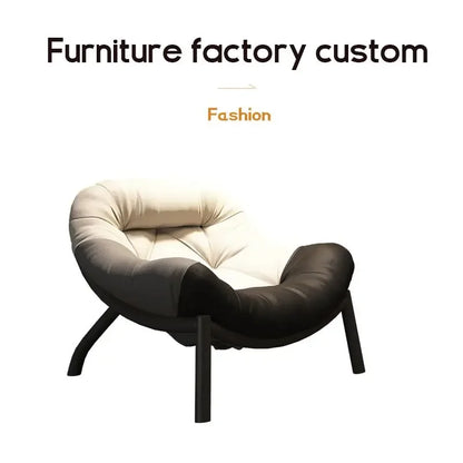 Lazy Cowhide High Rebound Sofa Chair Single Person Light Luxury Lazy Sofa Chair Italian Minimalist Living Room Leisure Chair