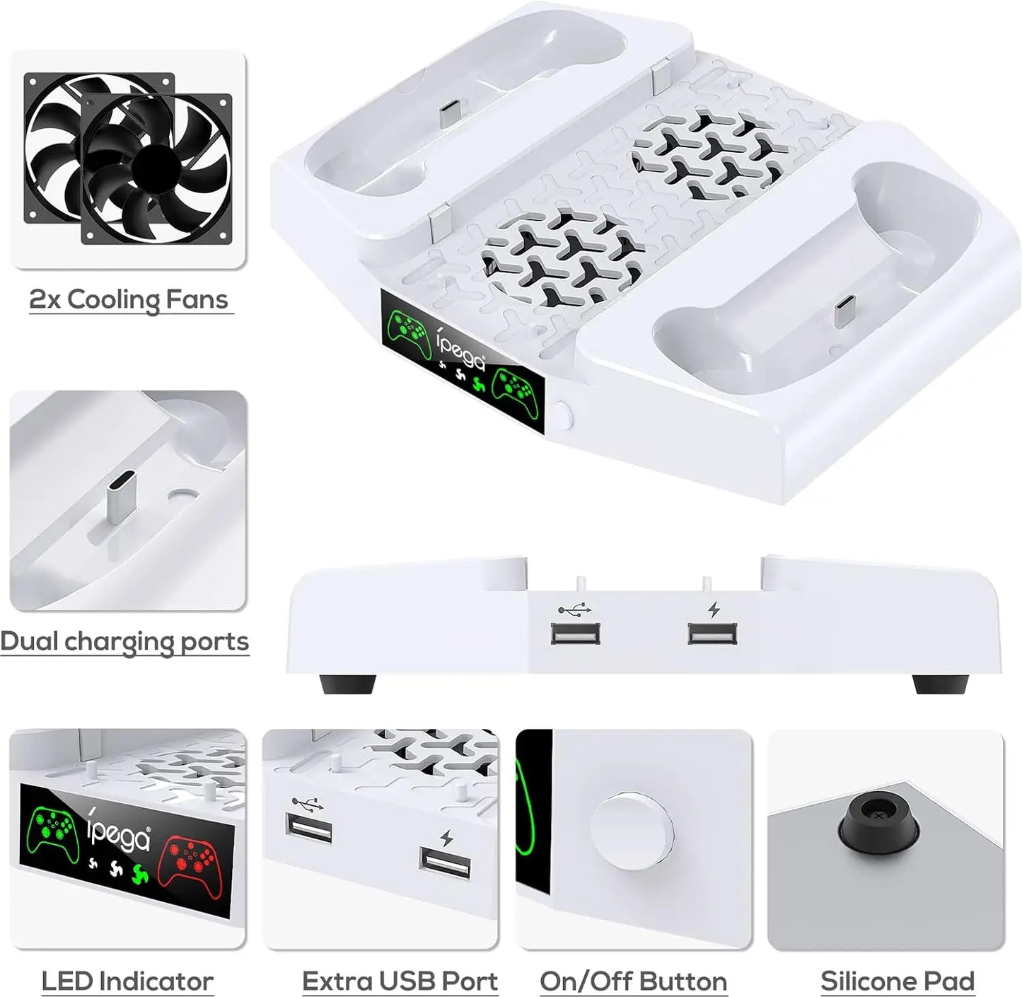 Xbox Series S Console Cooling Stand with Dual Controller Charging Station and Adjustable Cooling Fan System for Optimal Performance