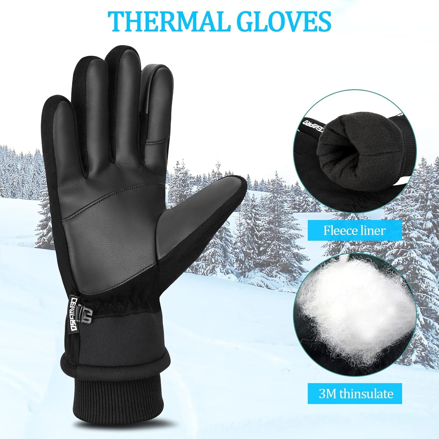 Thermal Gloves Coldproof Winter Gloves Men Women Touch Screen 3M Thinsulate Ski Glove for Snowboarding Running Driving Hiking Working Outdoor