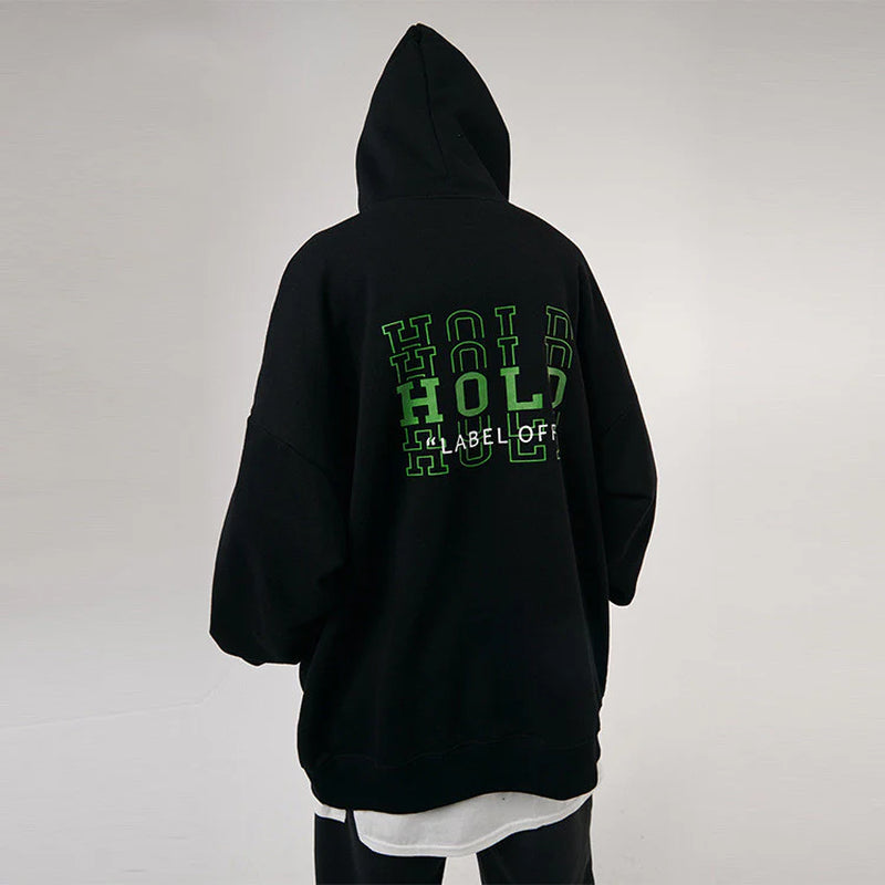 Men'S Letter Print Loose Hooded Fleece Sweatshirt