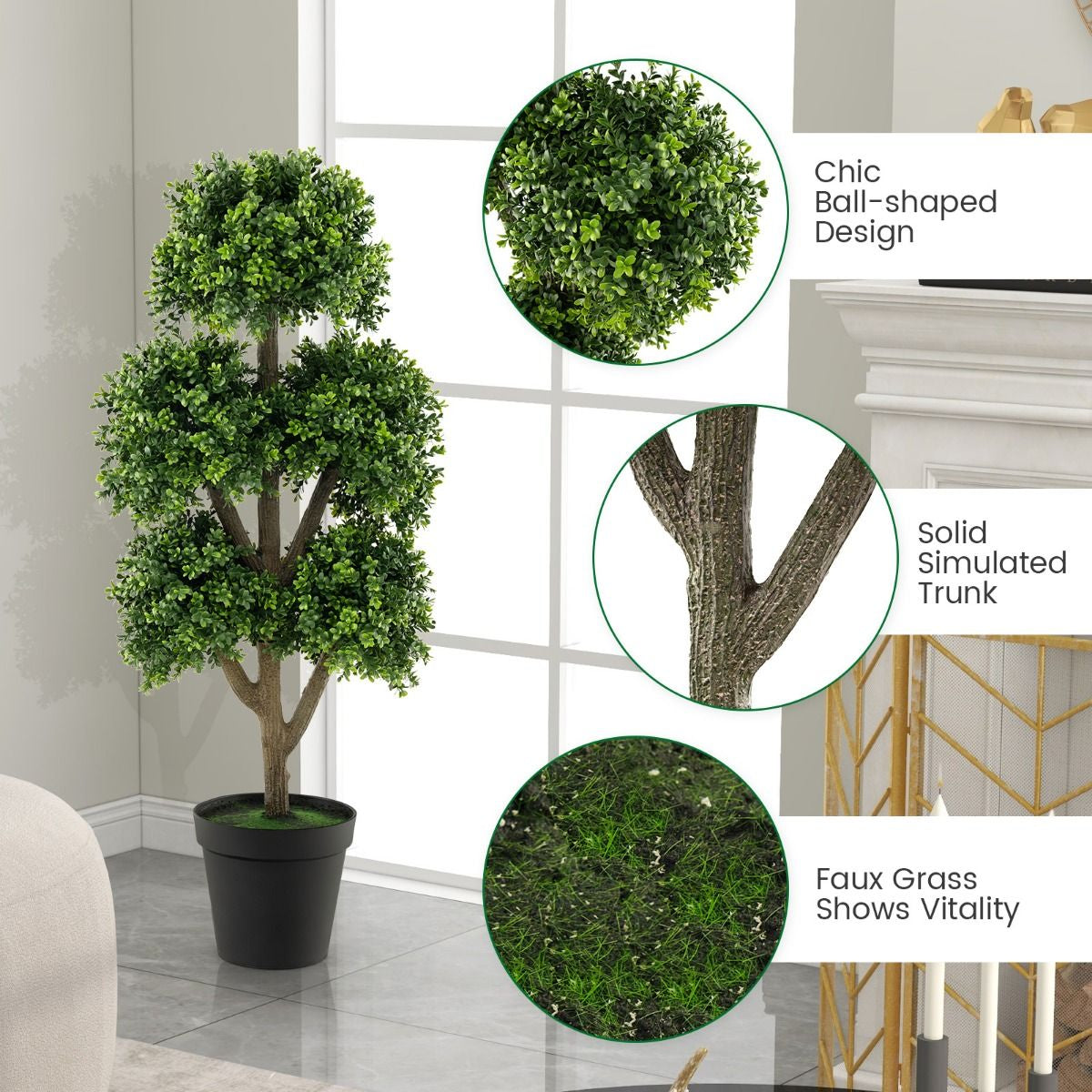 115 cm Artificial Boxwood Topiary Ball Tree for Sophisticated Home and Office Decor