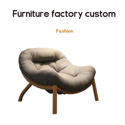 Lazy Cowhide High Rebound Sofa Chair Single Person Light Luxury Lazy Sofa Chair Italian Minimalist Living Room Leisure Chair