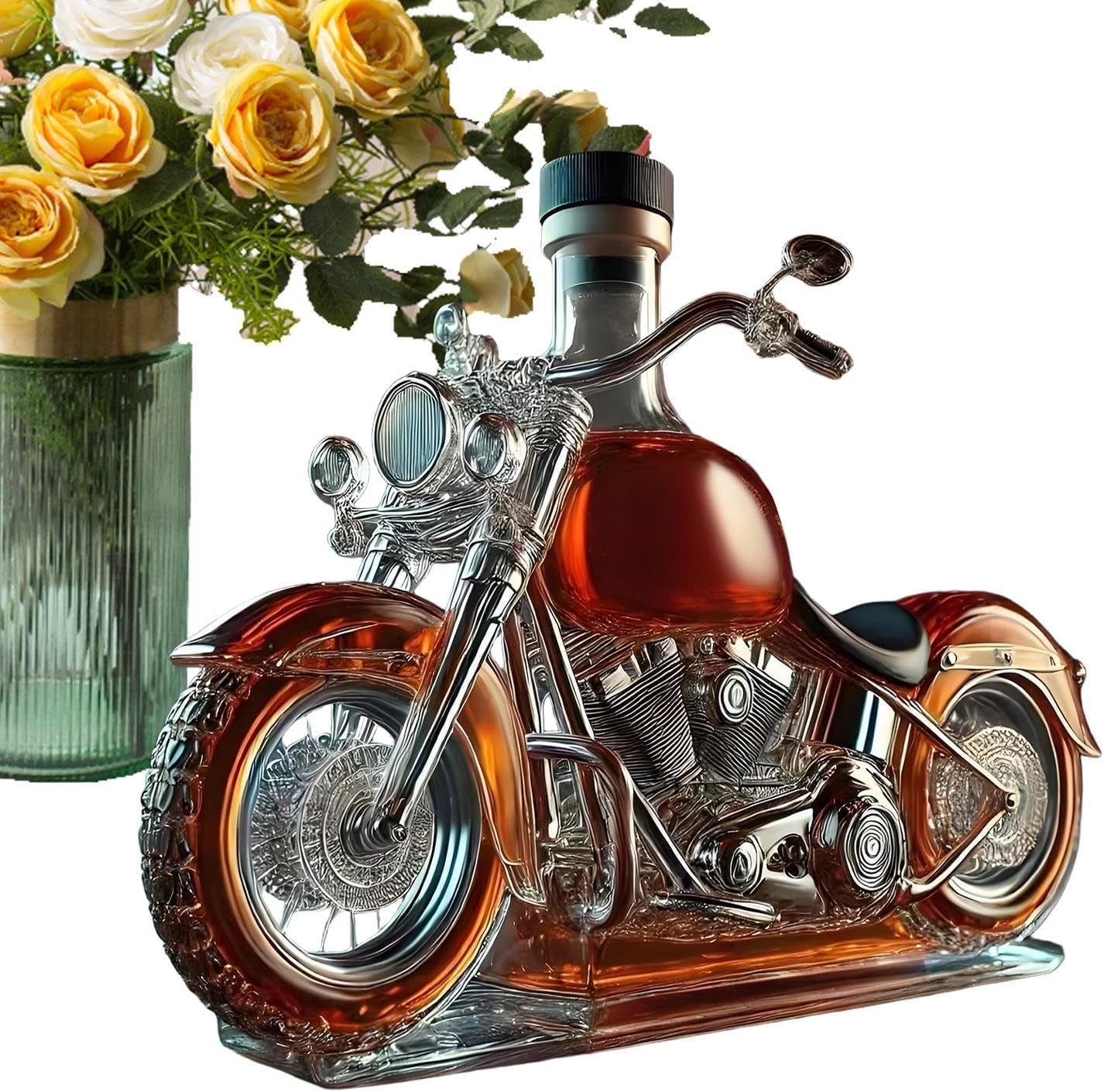 Glass Wine Decanter | Motorcycle Liquor Decanter Wine Bottle,Funny Drink Bottle Liquor Dispenser for Men Dad Motorcycle Lovers Home Kitchen Commercial Whisky Vodka Holiday