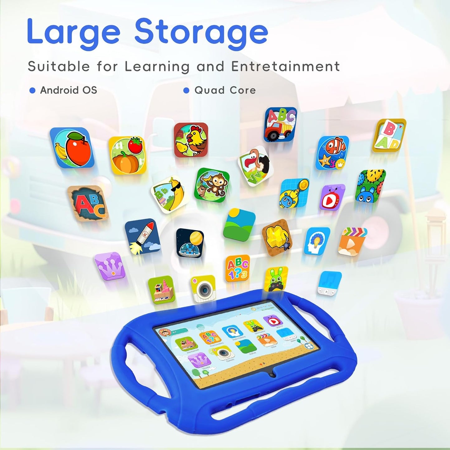 Kids Tablet for Toddlers 7 Inch Android 2GB+32GB, Wifi, GMS, IPS, Games, Android with Parental Control, Learning Educational Toddler Tablet with Silicone Case