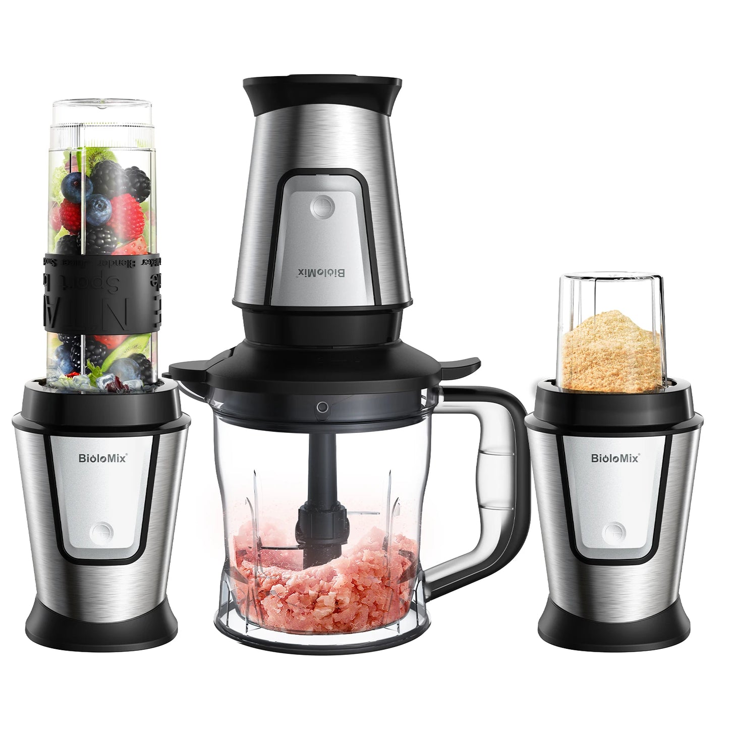 Versatile 3-in-1 Multifunctional Food Processor: 700W Juicer, Blender, and Personal Smoothie Maker with Chopper and Grinder