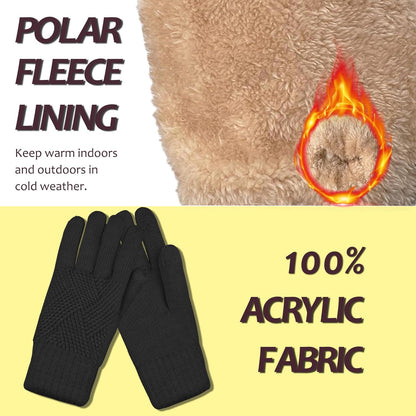 Winter Gloves for Women Ladies Warm Thermal Touch Screen Knit Soft Fleece Line Snow Thick Gloves Gifts