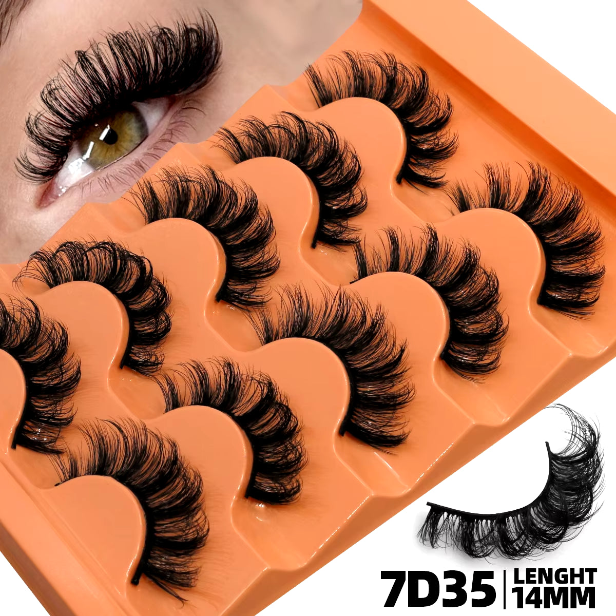 5 Pairs 8D Volume Fluffy False Eyelashes - Russian Strip Lash Extensions, Thick Soft Curly Makeup Lashes