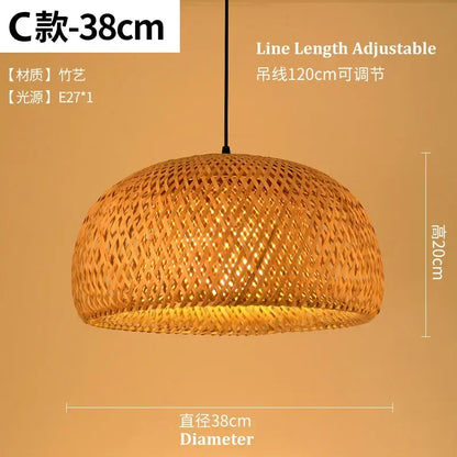 Bamboo Hand Weaving Pendant Light 80Cm Rattan Craft Woven LED Ceiling Lamp Chandelier Fixture Home Bedroom Decor Hanging Lustre