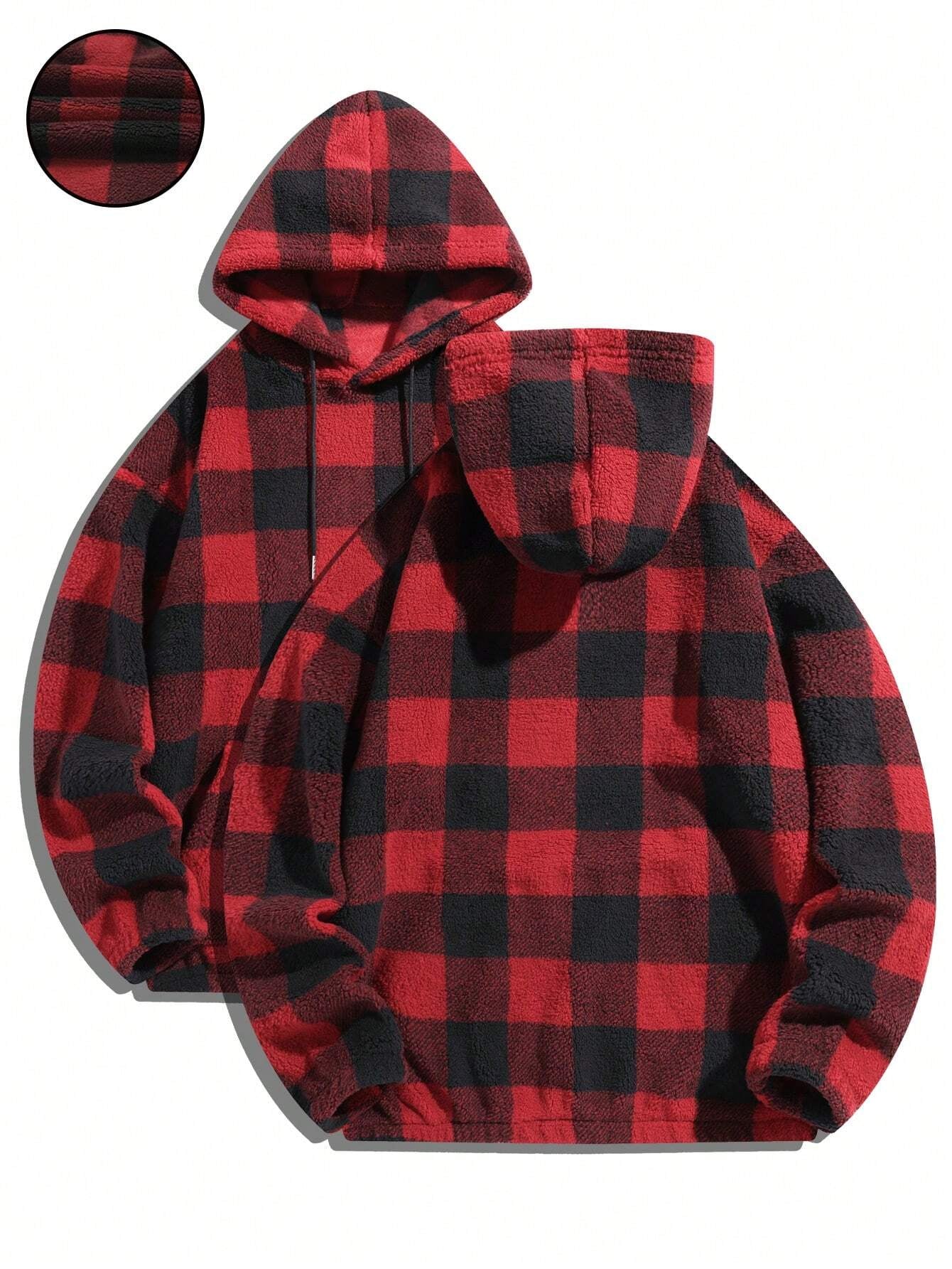 Men'S Totem Print Hooded Sherpa Fleece Sweatshirt