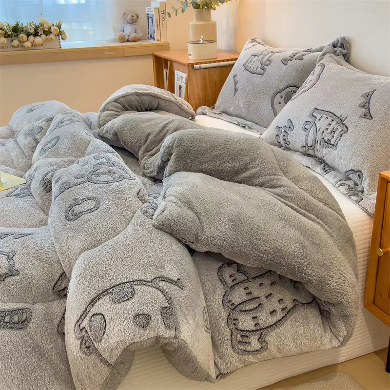Lamb Fleece Blanket Winter Super Warm Quilt Autumn Spring Bedding Milk Fleece Comforter 5Kg Thickened Dormitory Single Double