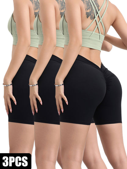 3-Pack High-Waisted Butt-Lifting Yoga Shorts – Sculpt, Lift & Move Freely