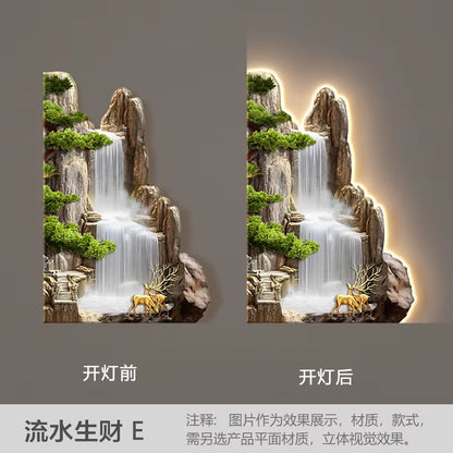 Welcome Guests to the Living Room Decoration Painting, Pine Sofa Background, Wall Mounted Painting, Deer Corner Lamp Mural