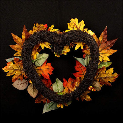 Artificial Maple Leaf Berries Pumpkin Pine Cone Garland Autumn Winter Front Door Wreath Pendant Decor for Christmas Halloween