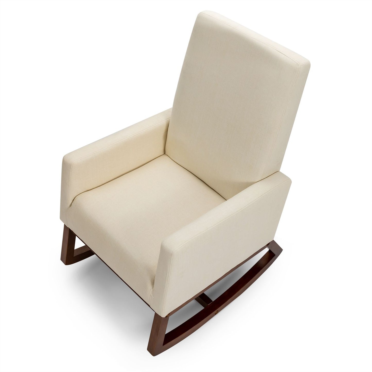 Upholstered Fabric Armchair with Rubberwood Base