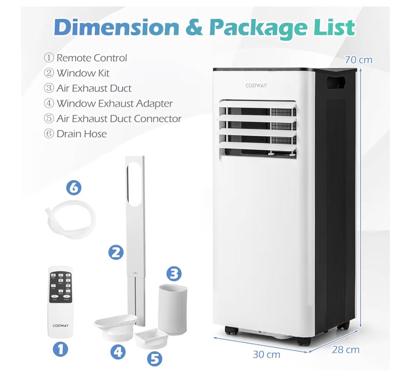 4-in-1 Portable Air Conditioner 9000 BTU, Air Conditioning Unit with 2 Speeds Fan, Dehumidifier & Sleep Mode, AC Unit with LED Display, Remote Control, 24H Timer, Child Lock & Window Kits