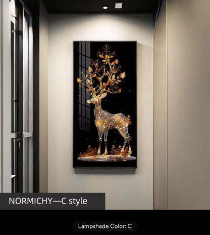 Deer LED Crystal Porcelain Wall Lamp – Artistic Wall Light for Interior Elegance