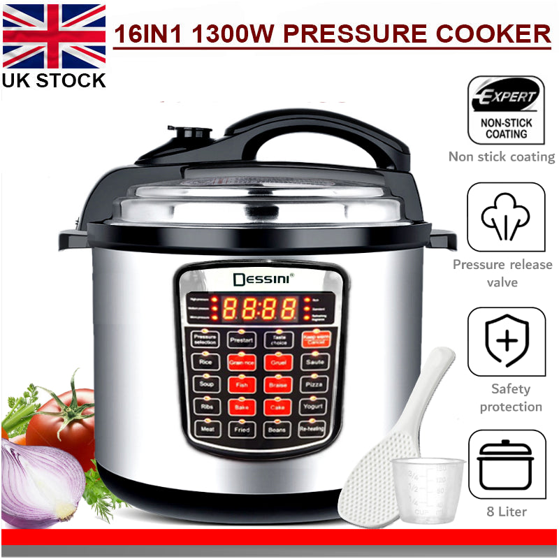 16-In-1 Multi Cooker 6L Pressure Non-Stick Rice Slow Cook Keepwarm Digital 1000W