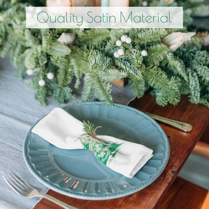 12 Pcs 43 X 43 Cm Christmas Napkins Soft Comfortable Cloth Napkin Reusable Satin Table Napkin for Home, Restaurants, Parties(Christmas Tree)