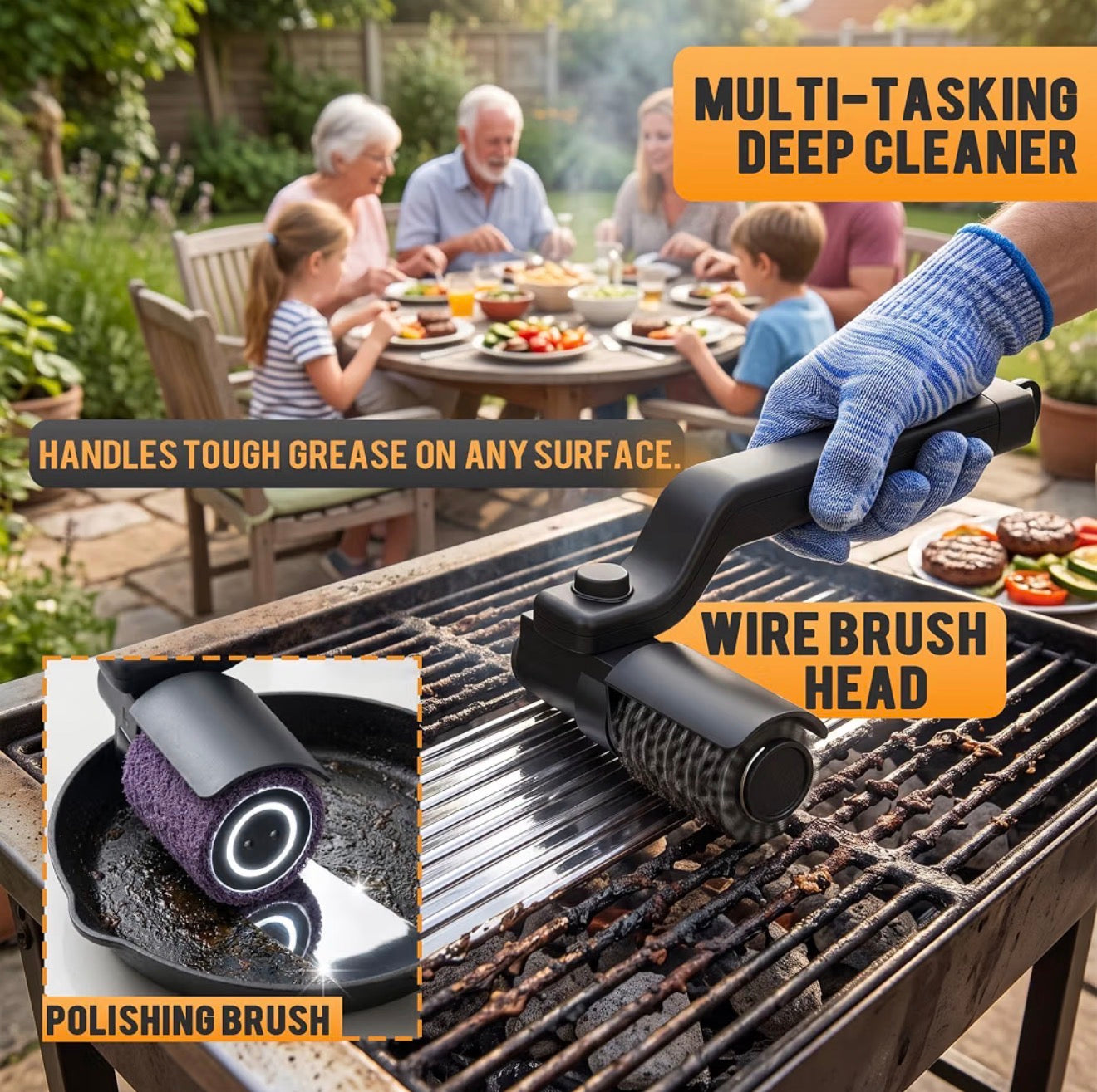 Cordless Electric Grill Brush Cleaner Set