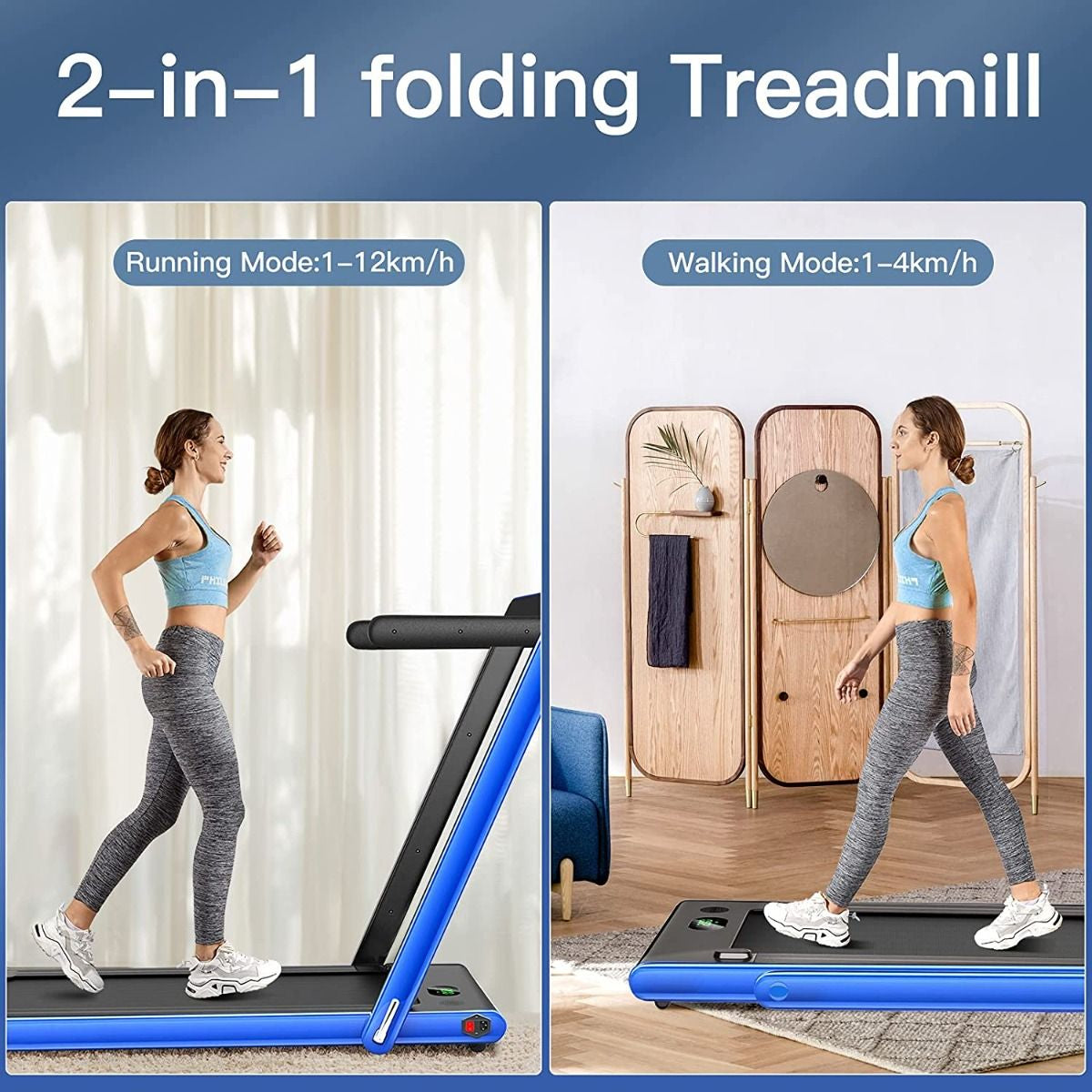 Folding Electric Treadmill with Bluetooth Connectivity (1-12 KPH)