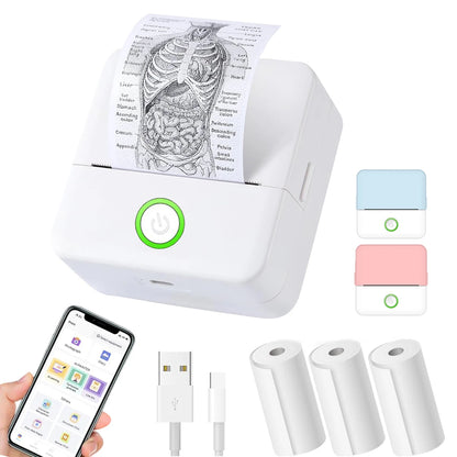 Compact Inkless Sticker Printer - Portable Thermal Printer for Photos, Journals, and Memos