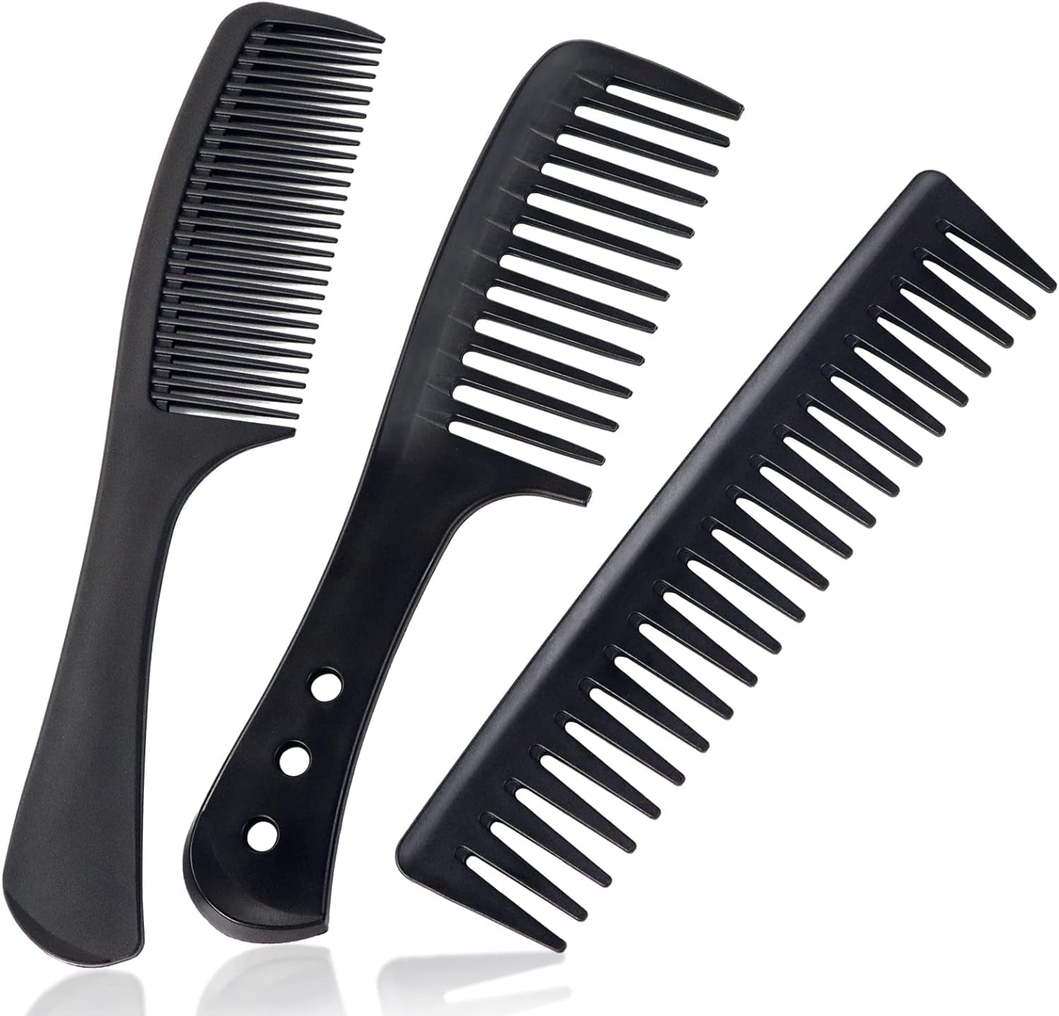 Hair Comb Set, 3 Pcs Wide Tooth Comb, Carbon Fiber Hair Comb Set, Heat Resistant Anti-Static Comb, Hairdressing Hair Styling Comb for Most Hair Types