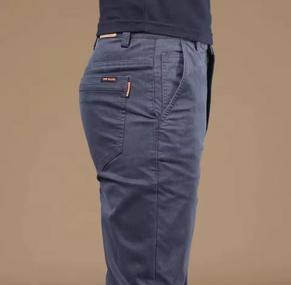 Summer Thin Cotton Men's Casual Pants Trendy Versatile Elastic Light Business Trousers Work Formal Slim Straight Pants