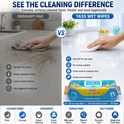 Yass Clean Multi-Purpose Cleaning Wipes 80 Pack