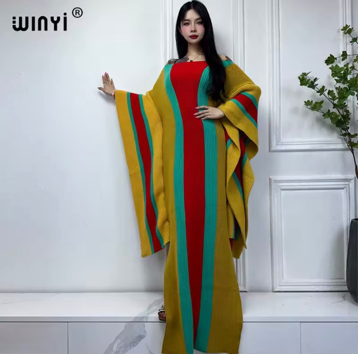 WINYI Women’s Winter Knitted Elastic Maxi Long Dress Caftan