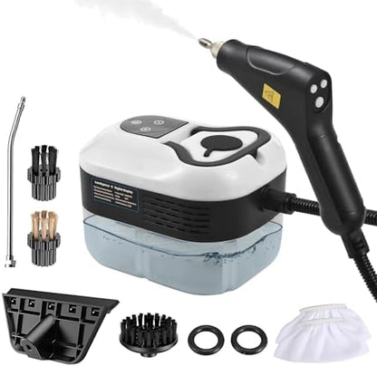 Steam Cleaner with 6Pcs Accessories Touch Screen 6 Levels Adjustable 105℃/221℉ Deep Cleaning Steamer with Portable Handle 1200Ml/40.5Oz Water Tank for Sofa Window Glass Kitchen Laund
