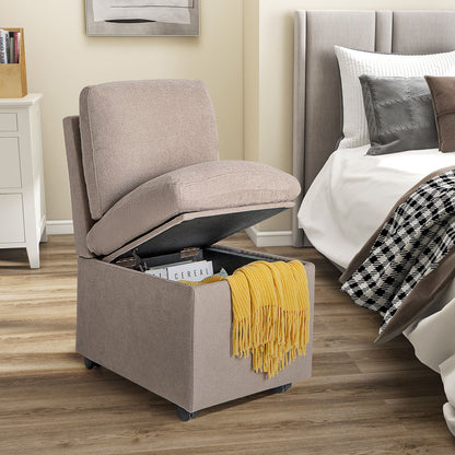 Stylish Grey Armless Accent Chair with Hidden Storage and Comfortable Cushions