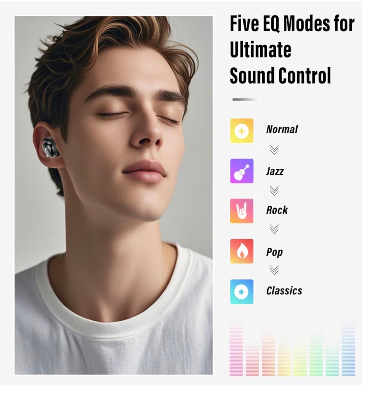 Wireless Earbuds Bluetooth 5.4 Smart Touch Screen 48H Playtime IPX7