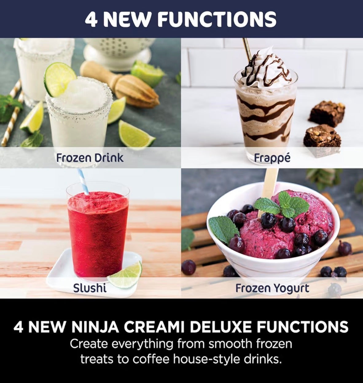 Deluxe Ice Cream Maker and Frozen Dessert Maker with 3 Tubs, 10 Functions, Makes Ice Cream Slushi and More, 2-in-1 Flavour Option, Stone Gold, NC501UKSTGD