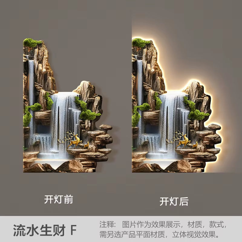 Welcome Guests to the Living Room Decoration Painting, Pine Sofa Background, Wall Mounted Painting, Deer Corner Lamp Mural