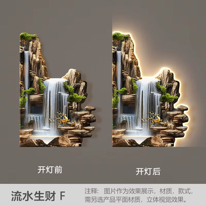Welcome Guests to the Living Room Decoration Painting, Pine Sofa Background, Wall Mounted Painting, Deer Corner Lamp Mural