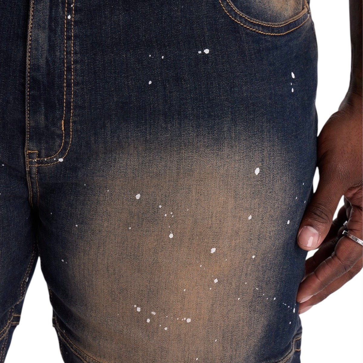 Stacked Skinny Flare Hazmat Cargo Jeans Dark Wash