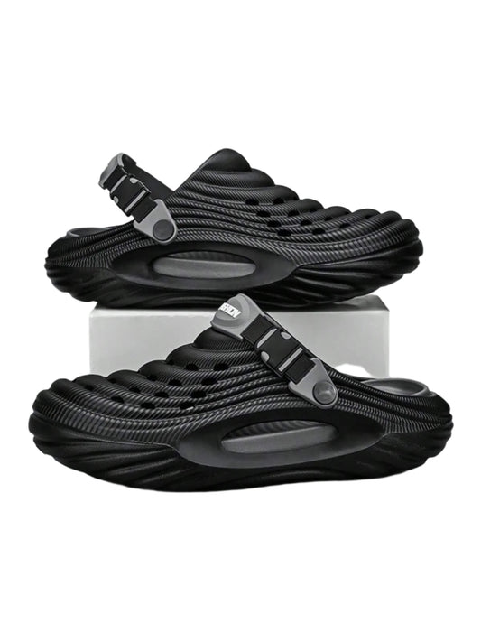 Plus Size Men'S Summer Outdoor Breathable Sandals, Soft Thick Tire Sole Anti-Slip Closed Toe Beach/Hiking Slippers